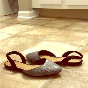 Gap faux snake skin pointy toe flats.